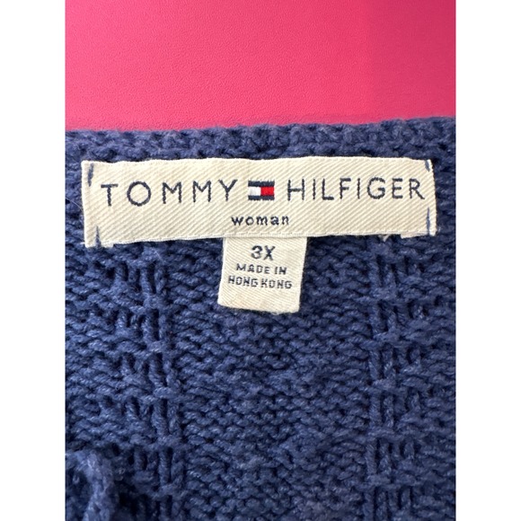 Tommy Hilfiger Womens Blue Cable Knit Sweater Size 3X Preppy Classic Cozy - Picture 5 of 9